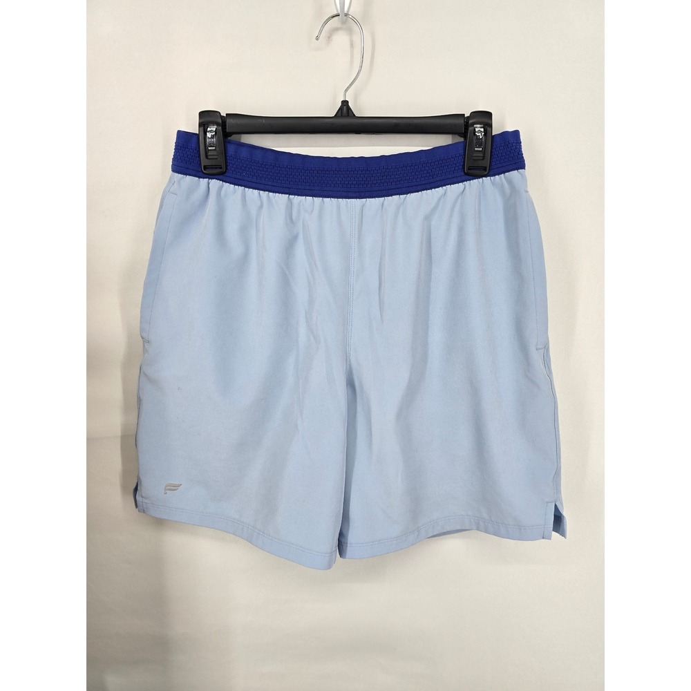 Fabletics Men’s Light Blue Athletic Shorts with Royal Blue Waistband